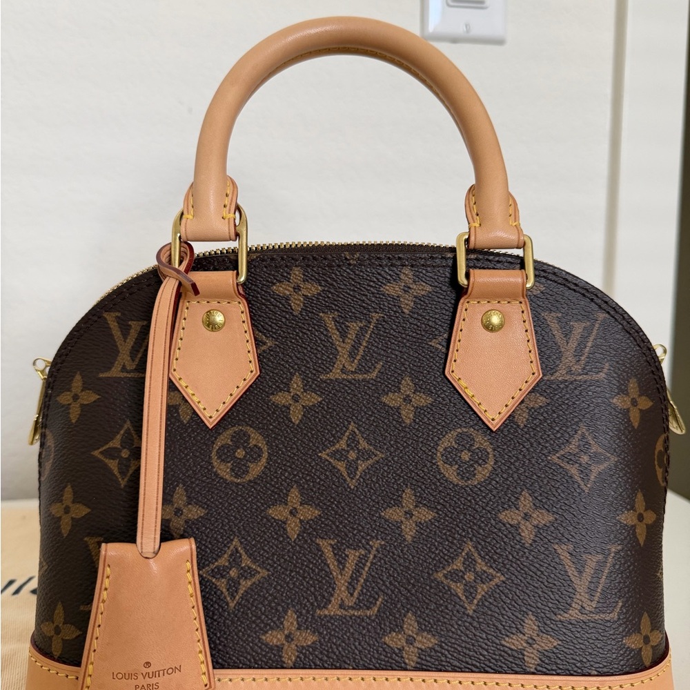 Louis Vuitton Monogram Canvas Alma Satchel with Natural Vachetta Trim